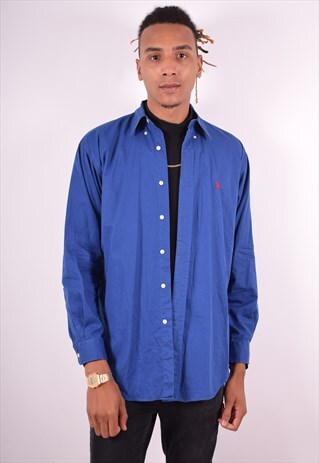 RALPH LAUREN MENS VINTAGE SHIRT SMALL BLUE 90S