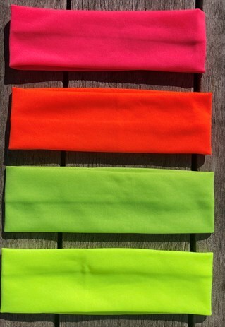 NEON ORANGE YELLOW PINK GREEN COTTON HEADBAND BUNDLE