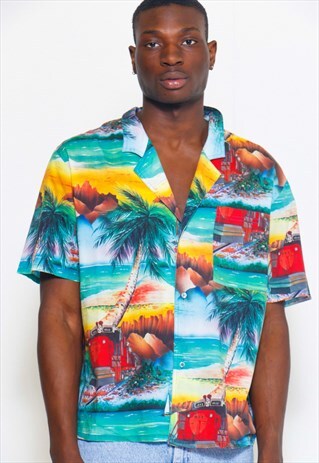 VINTAGE 90S TROPICAL PRINT SHIRT