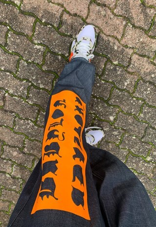 BABYLON ADVISORY JEANS BLUE DENIM CUSTOM (ORANGE)