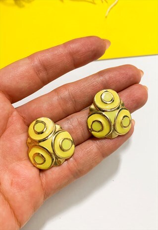 80'S YELLOW & GOLD EARRINGS