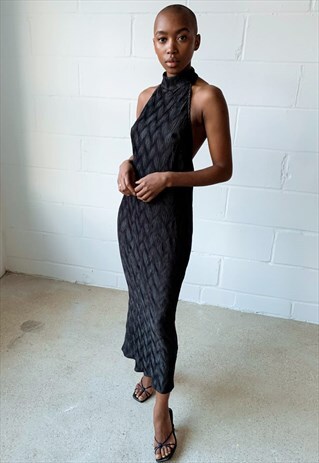 RALEIGH HALTERNECK DRESS - BLACK