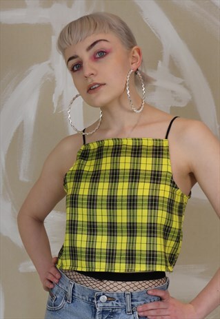 CROP TOP IN YELLOW TARTAN