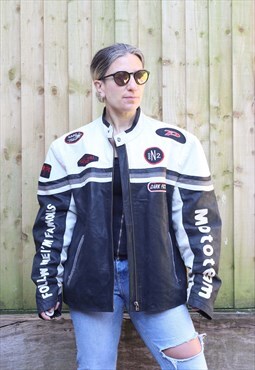 Vintage 1990s Follow me Im Famous leather biker jacket