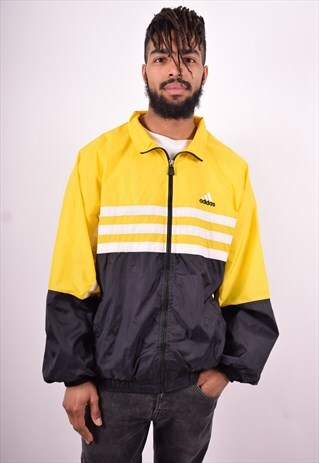 ADIDAS MENS VINTAGE TRACKSUIT TOP JACKET XL BLACK 90'S