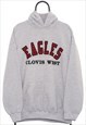 Vintage Eagles Spellout Grey Hoodie Mens