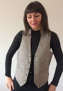 Vintage Grey Tweed Waistcoat