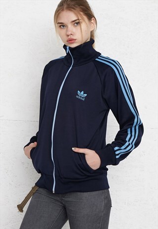 VINTAGE BLUE ADIDAS ZIP TRACK JACKET