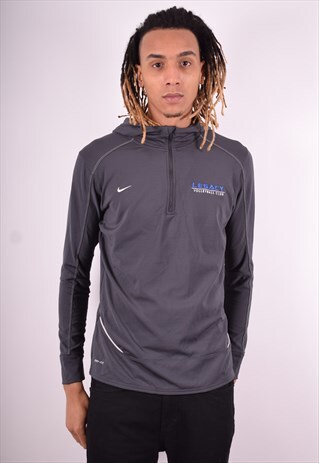 NIKE MENS VINTAGE HOODIE JUMPER LARGE GREY 90'S