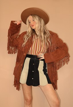 Vintage 70s sears western wear brown suede fringed jacket
