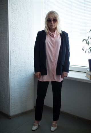 VINTAGE 90'S DARK BLUE BUTTON UP JACKET