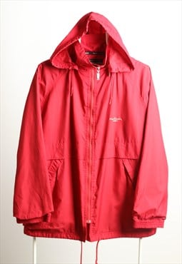 Vintage Pierre Cardin Windbreaker Hooded Shell Jacket Red