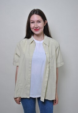 Minimalist button up shirt, 90's relaxed summer blouse 