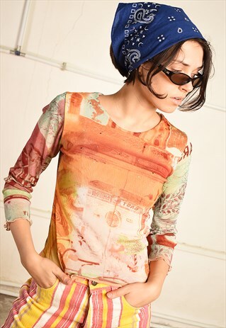 Y2K RETRO EASTERN INSPIRED MESH FESTIVAL TOP