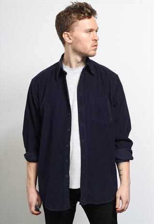 VINTAGE CORDUROY CORD SHIRT BLUE
