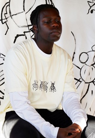 ORGANIC T-SHIRT IN ECRU WITH DUNG ECOLOGY SCREEN PRINT