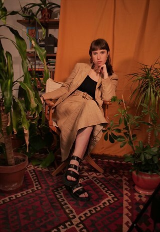 VINTAGE CAMEL RALPH LAUREN SKIRT SUIT