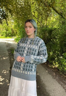 Vintage Grandad Knitted 90s Abstract Cottage Boho Jumper
