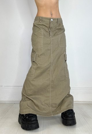 VINTAGE Y2K SKIRT MAXI CARGO UTILITY LONG STREETWEAR 90S 00S