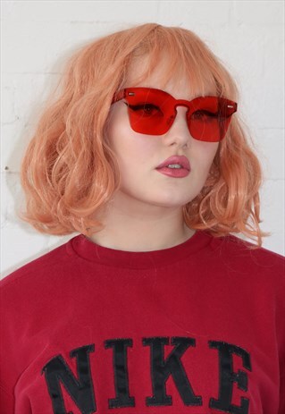 RIMLESS TINTED SUNGLASSES IN RED