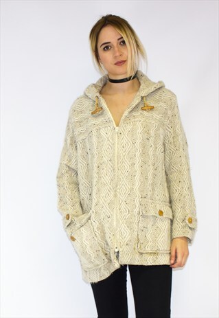VINTAGE PURE IRISH WOOL HOODED JACKET