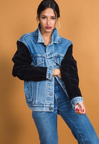 VINTAGE 80S REWORKED SUEDE LEVI'S DENIM JACKET / 0195