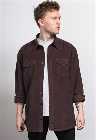 VINTAGE CORDUROY CORD SHIRT BROWN
