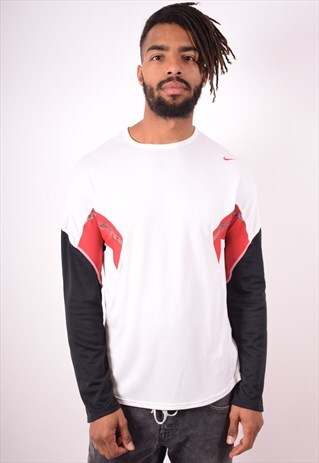 NIKE MENS VINTAGE TOP LONG SLEEVE LARGE WHITE 90S