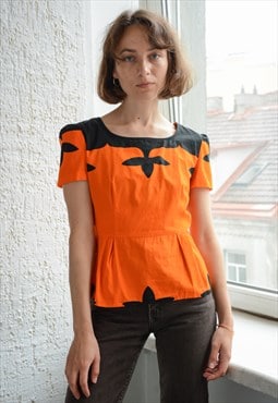 Vintage Orange ENRICO COVERI Cotton Top