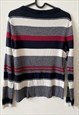 VINTAGE 90S STRIPED RIBBED  KNIT JUMPER SWEATER MULTICOLOR