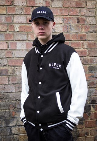 NEW IN - BLACK RETRO VARSITY BASEBALL JACKET