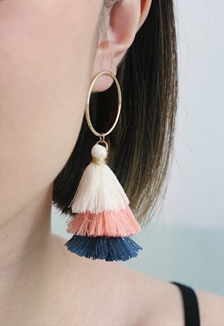 HOOP AND TASSEL DROP EARRINGS