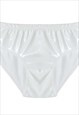 WHITE PVC ELASTICATED FULL BUM PANTIES UNDERWEAR KNICKERS