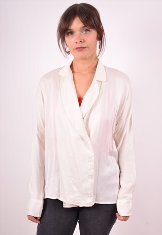 ETRO WOMENS VINTAGE SHIRT LARGE WHITE 90S