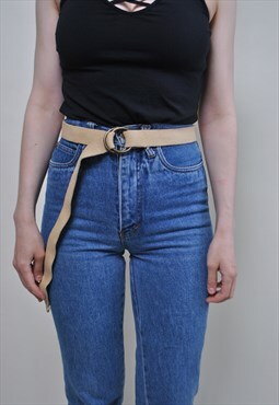 Canvas Web Belt Metal Double round O Ring Buckle 