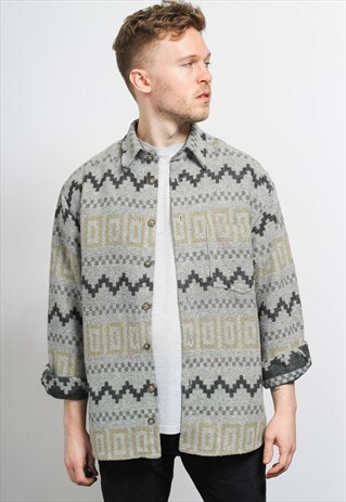VINTAGE AZTEC PATTERNED SHIRT