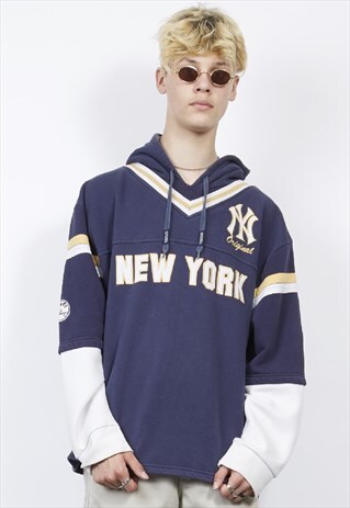 VINTAGE 90'S NEW YORK YANKEES NAVY HOODIE