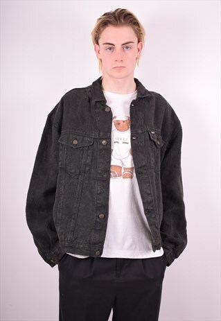 MENS VINTAGE DENIM JACKET XL BLACK 90'S