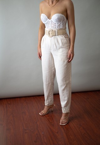 RARE MATSUDA CREAM STRIPED PANTS