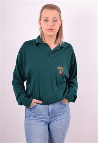 TRUSSARDI WOMENS VINTAGE JUMPER SWEATER LARGE GREEN 90S