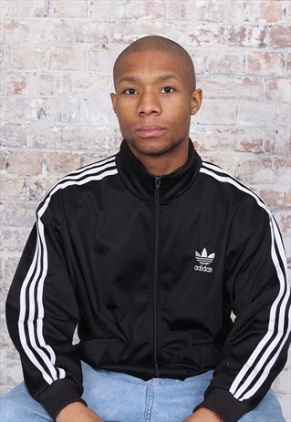 VINTAGE ADIDAS LOGO THREE STRIPE TRACK JACKET BLACK