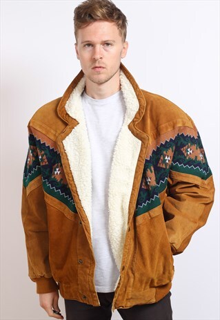 VINTAGE AZTEC FLEECE LINED JACKET
