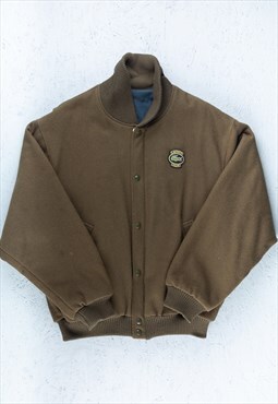 90s Lacoste Green Wool Small Logo Varsity Jacket - B2561