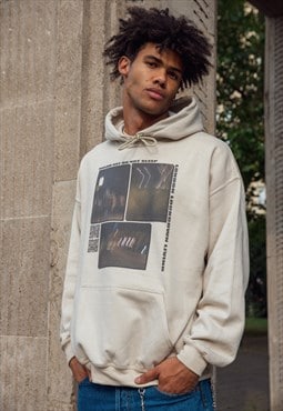 Hoodie In Sand With Ghost Town Print