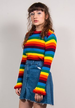 VINTAGE 90'S BLUE DENIM FRAYED HEM MINI SKIRT