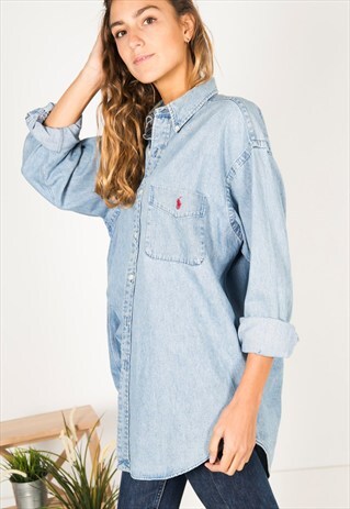 VINTAGE 80S POLO RALPH LAUREN DENIM SHIRT / R0156