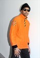 Vintage Y2K Rave Orange Zip Up Fleece Jumper