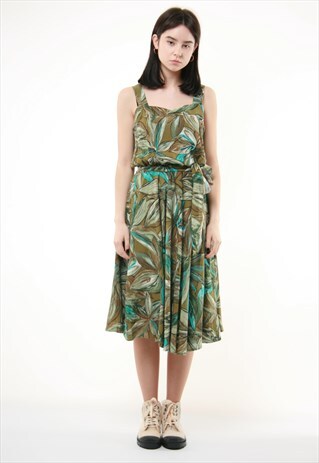 90S VINTAGE VTG RARE GRUNGE FLORAL MIDI LENGTH DRESS 344