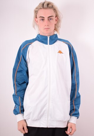 KAPPA MENS VINTAGE TRACKSUIT TOP JACKET XXL WHITE 90S