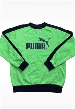 Vintage Y2k Puma Logo Sweatshirt Sporty Grunge Green